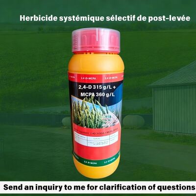 Premium 2,4-D 315g/L + MCPA 360g/L SL (CAS: 94-75-7 / 94-74-6) soluble liquid, high-efficiency systemic herbicide for broadleaf weed control in cereals and pasture