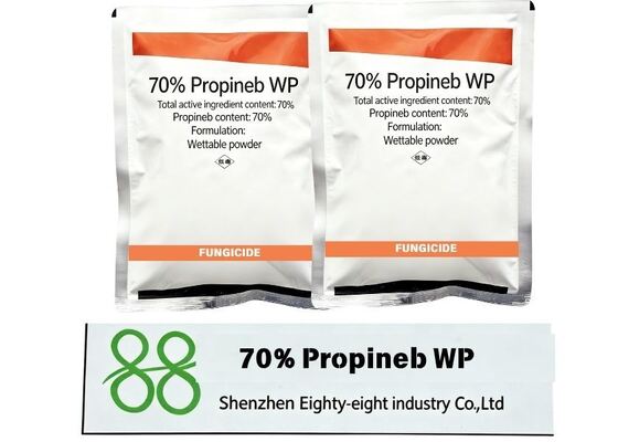 70% Пропинеб WP, смачивающийся порошок, фунгицид защитного действия, отличная устойчивость к резистентности, идеально подходит для ротационного применения с системными фунгицидами, подходит для крупномасштабных фруктовых и овощных плантаций.